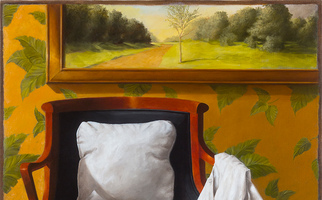 <strong>White pillow, white shirt</strong> <span class="dims">36x30”</span> oil on linen